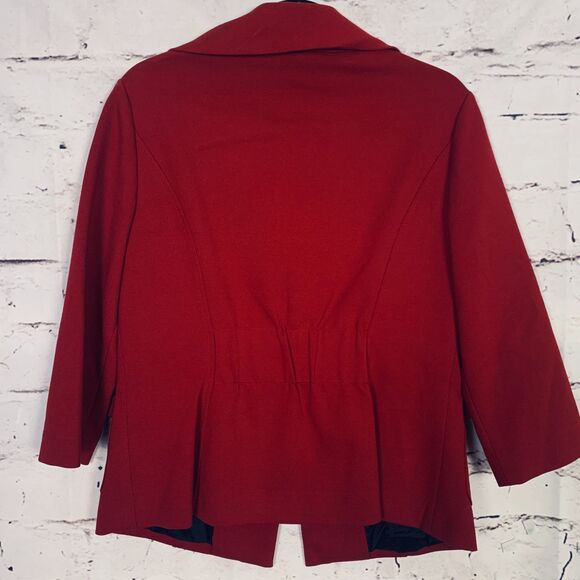 Donna Degnan Blazer Jacket size 10 Red Button Lined Stretch Made In USA Career - Picture 2 of 7